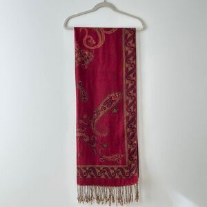 Red & Golden Paisley Pashmina Scarf